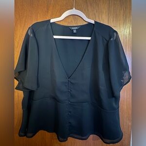 Express Black Blouse with Sheer Details